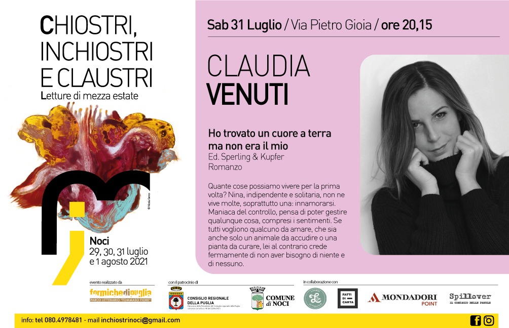 ''Chiostri, inchiostri e claustri'': Cantine Barsento partner della presentazione del libro di Claudia Venuti 
