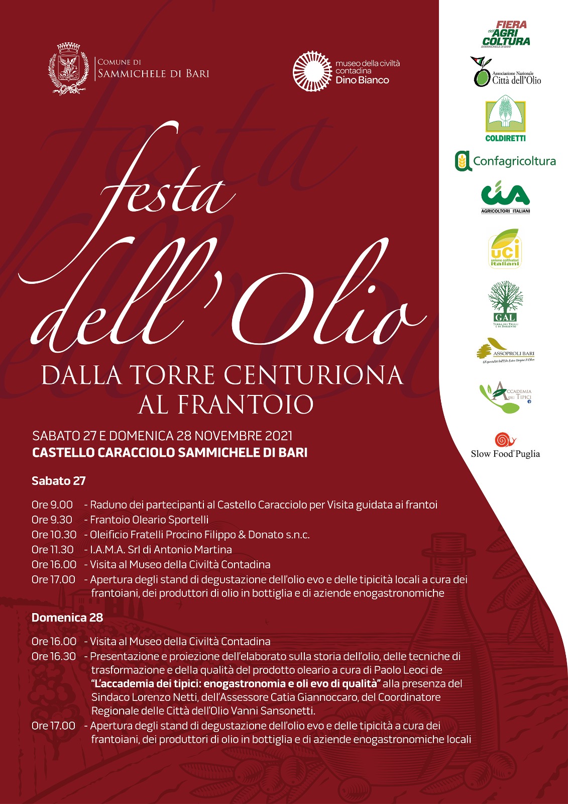 Sammichele di Bari, Festa dell'Olio: dalla torre centuriona al frantoio 