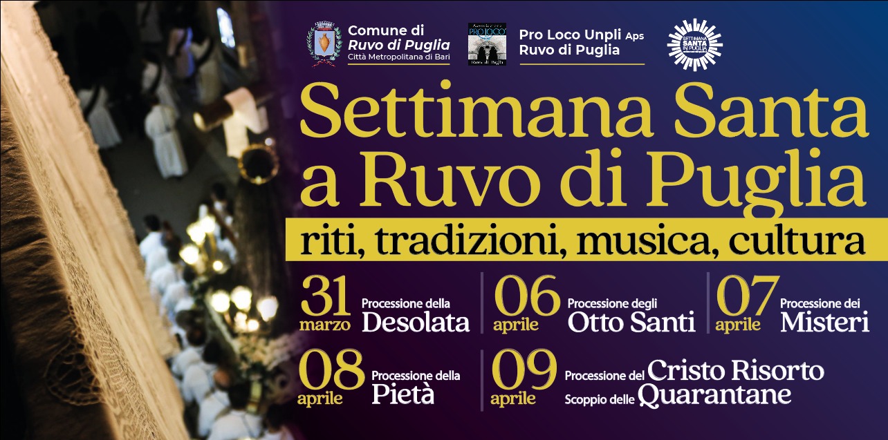 Ruvo di Puglia, il calendario degli eventi della Settimana Santa 