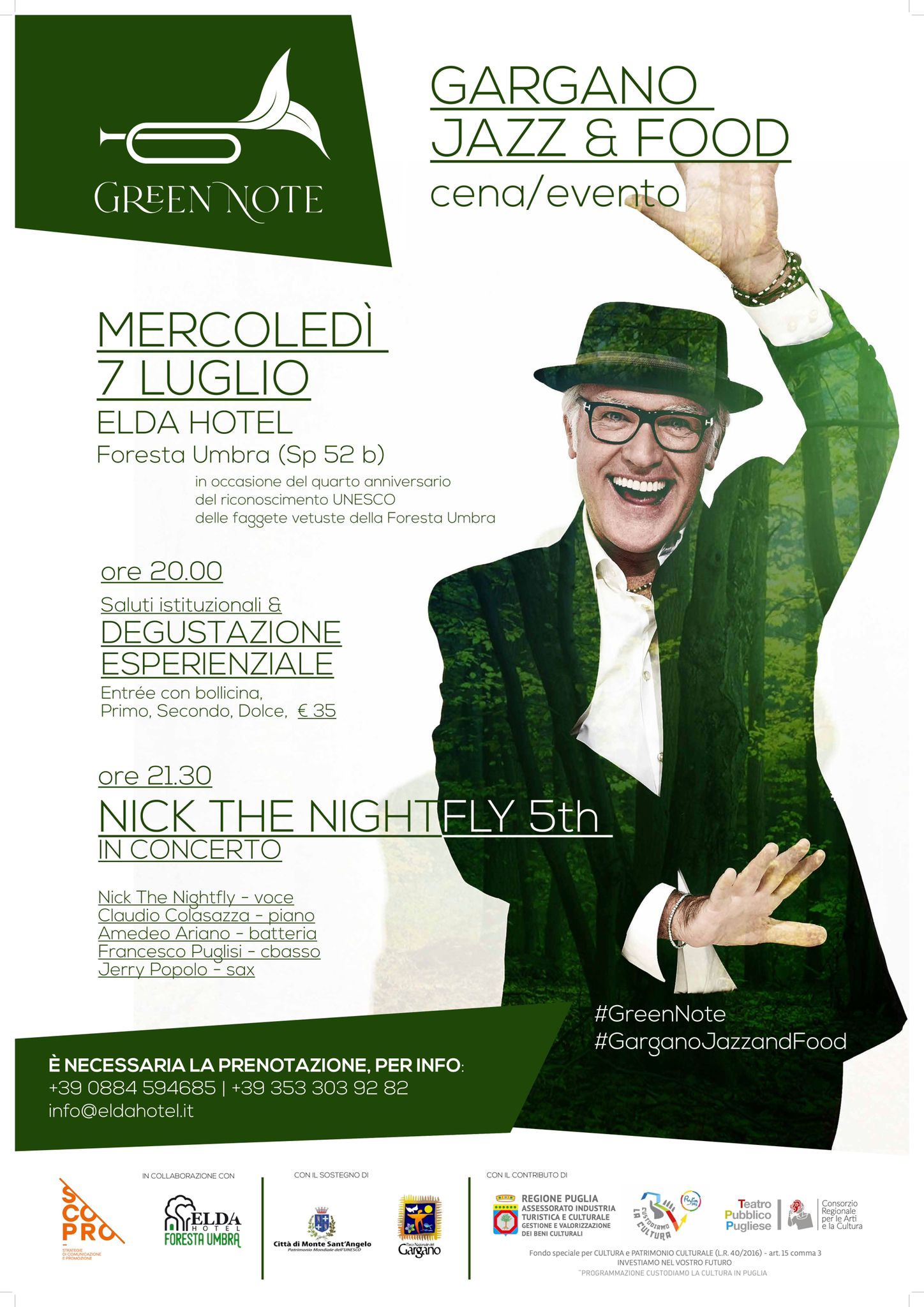 ''Green Note'', nella Foresta Umbra Nick The Nightfly inaugura il ''Gargano Jazz&Food''