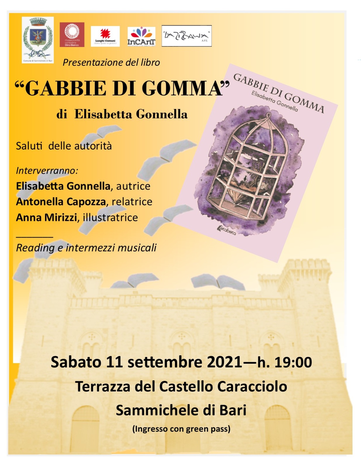 Sammichele di Bari, nel Castello Caracciolo presentazione del libro ''Gabbie di gomma''