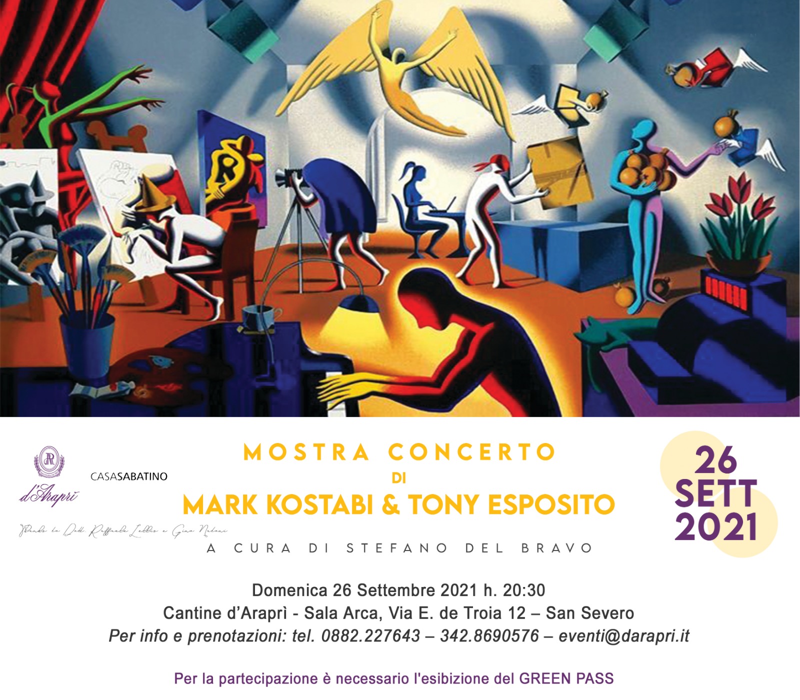 San Severo, Cantine d'Araprì: mostra concerto di Mark Kostabi e Tony Esposito