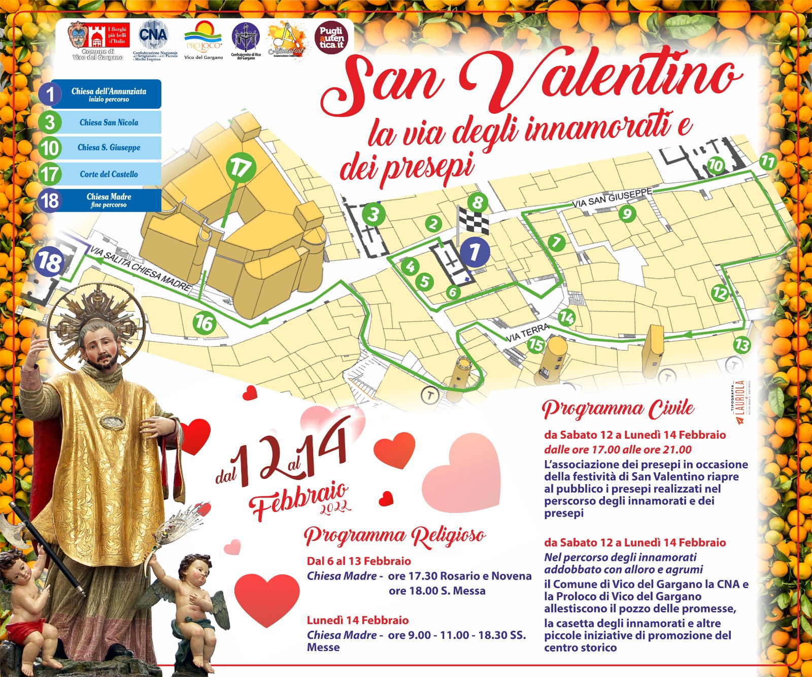 Vico del Gargano, San Valentino: la via degli innamorati e dei presepi 