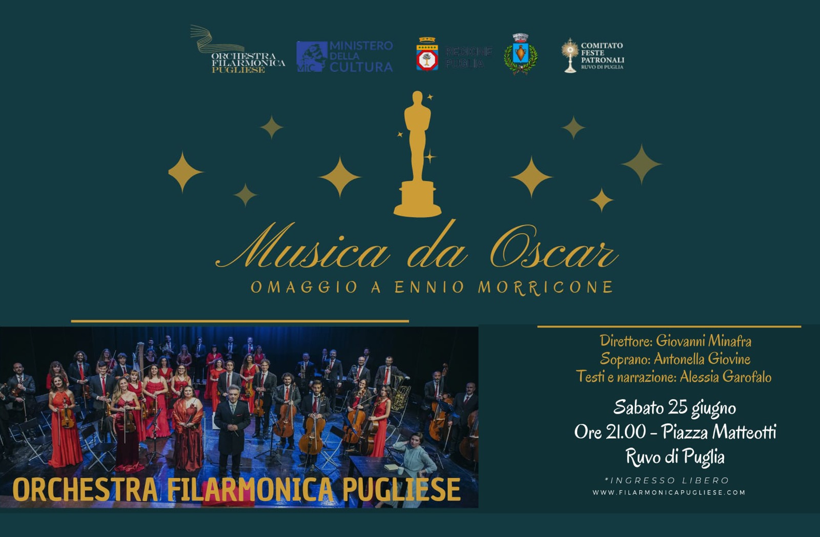 Ruvo di Puglia, Orchestra filarmonica pugliese: musica da oscar