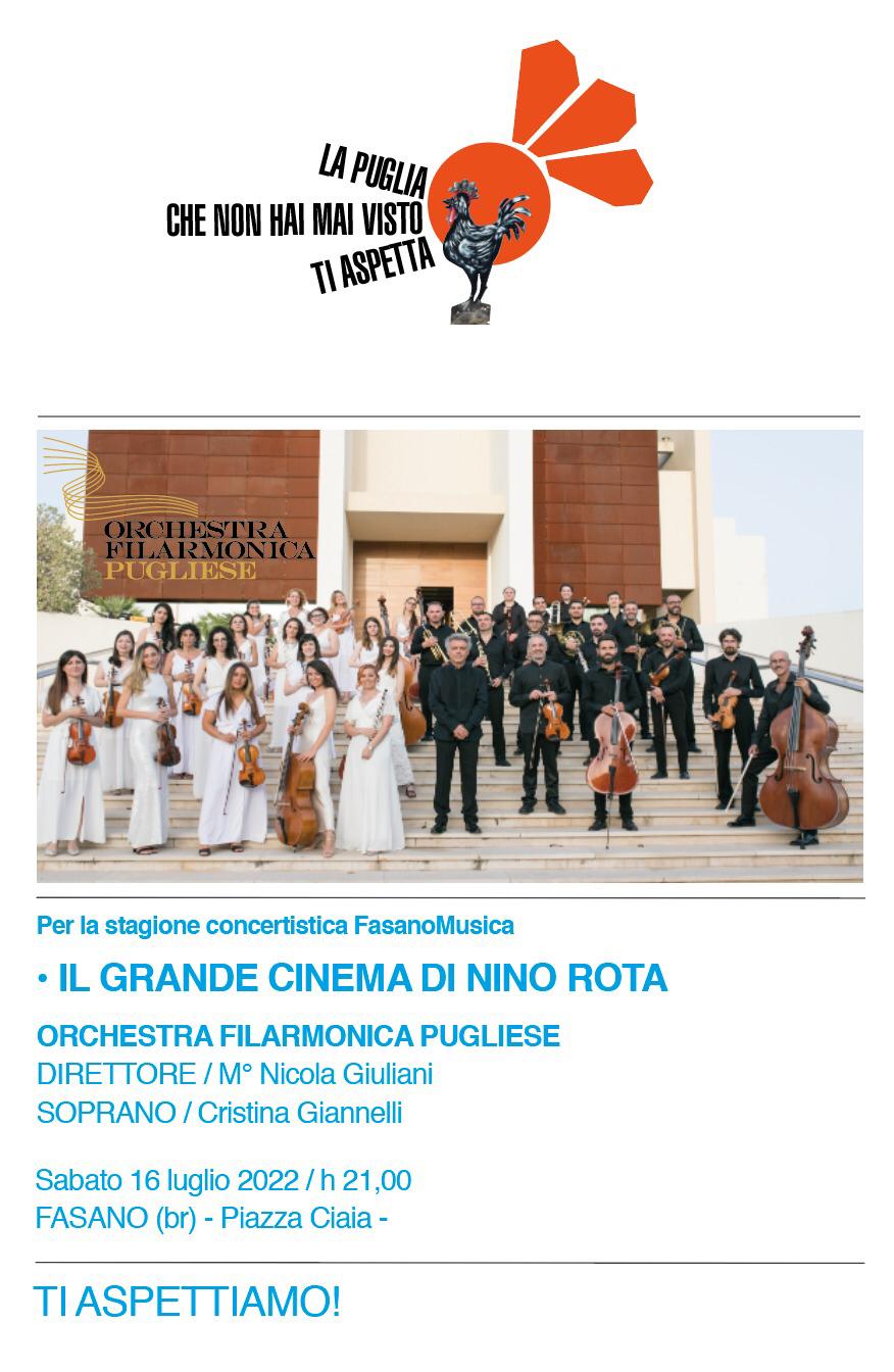 Fasano, Orchestra Filarmonica Pugliese: il grande cinema di Nino Rota