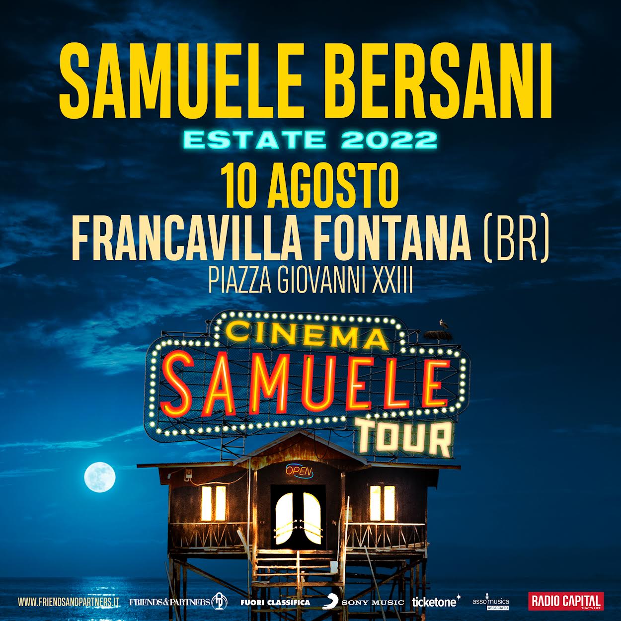 Francavilla Fontana, Cinema Samuele tour: il concerto di Samuele Bersani
